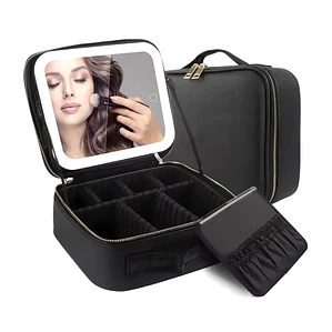 Bolso Cosmetiquero Profesional con Espejo LED Recargable USB