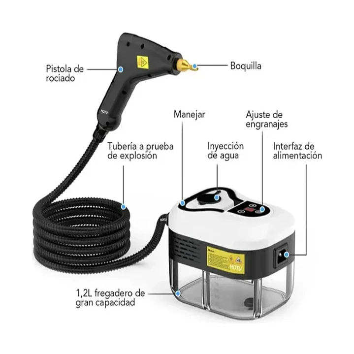Limpiador a Vapor Portátil 2500W de Alta Presión con 6 Velocidades 3