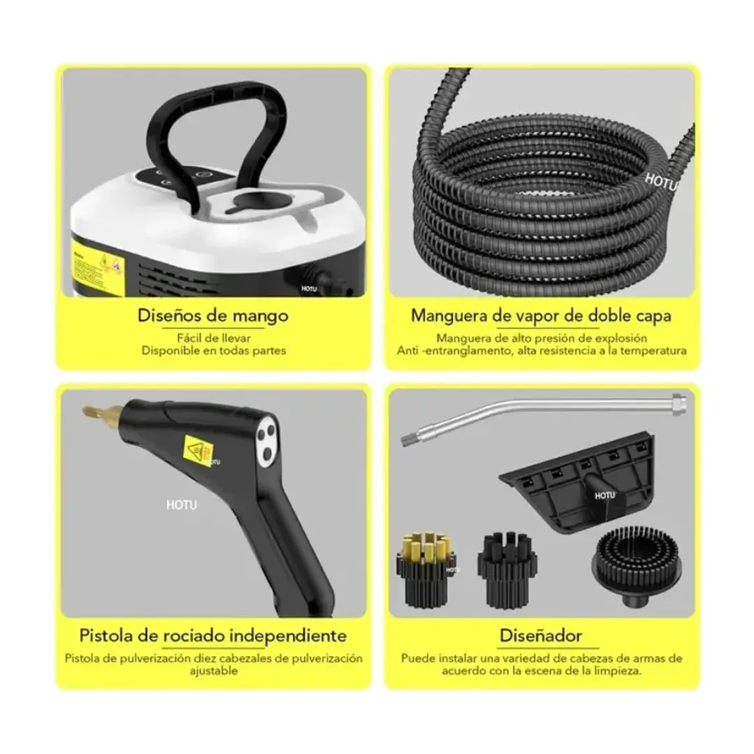 Limpiador a Vapor Portátil 2500W de Alta Presión con 6 Velocidades 7