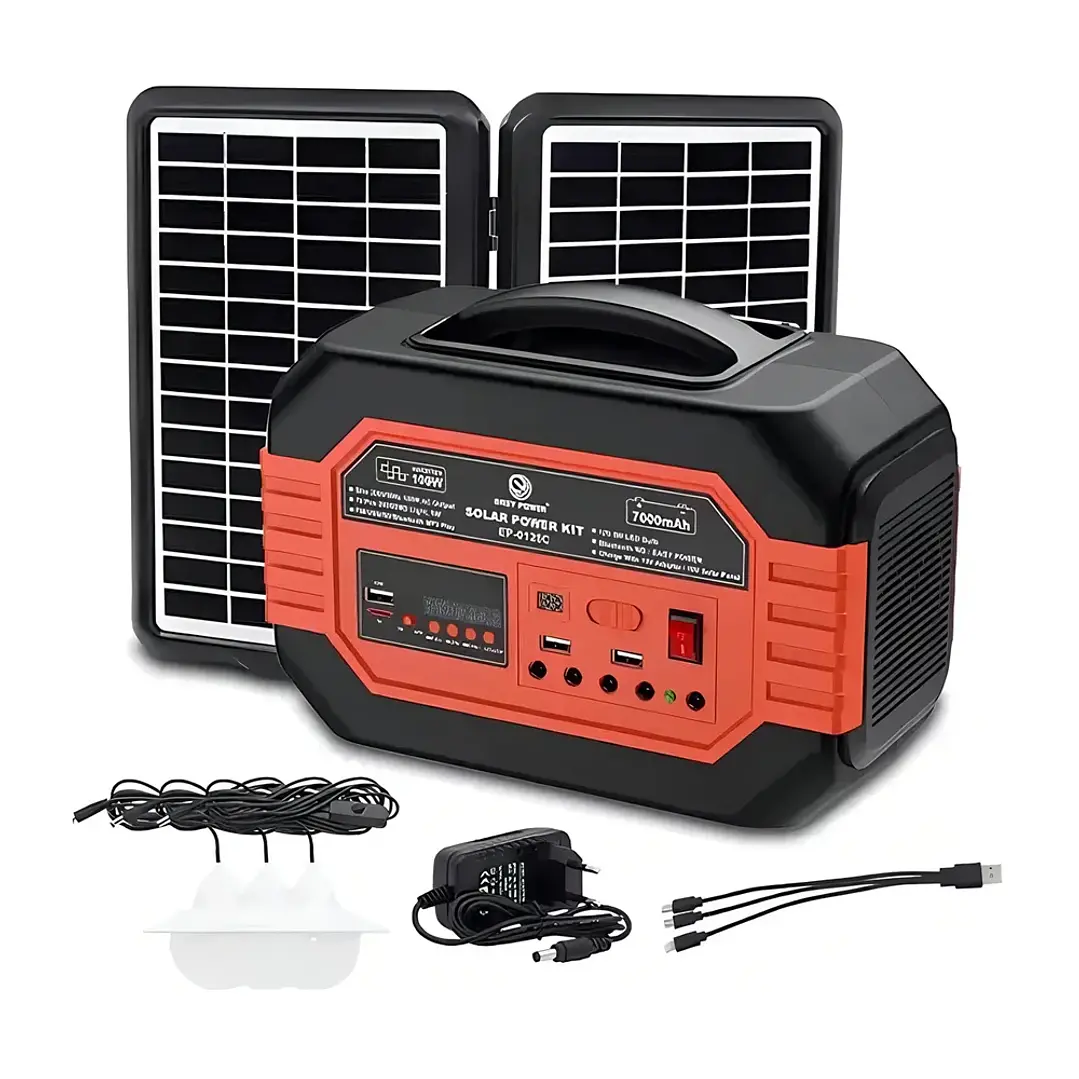 Generador Solar Portátil 100W con Kit de Ampolletas y Carga USB 2