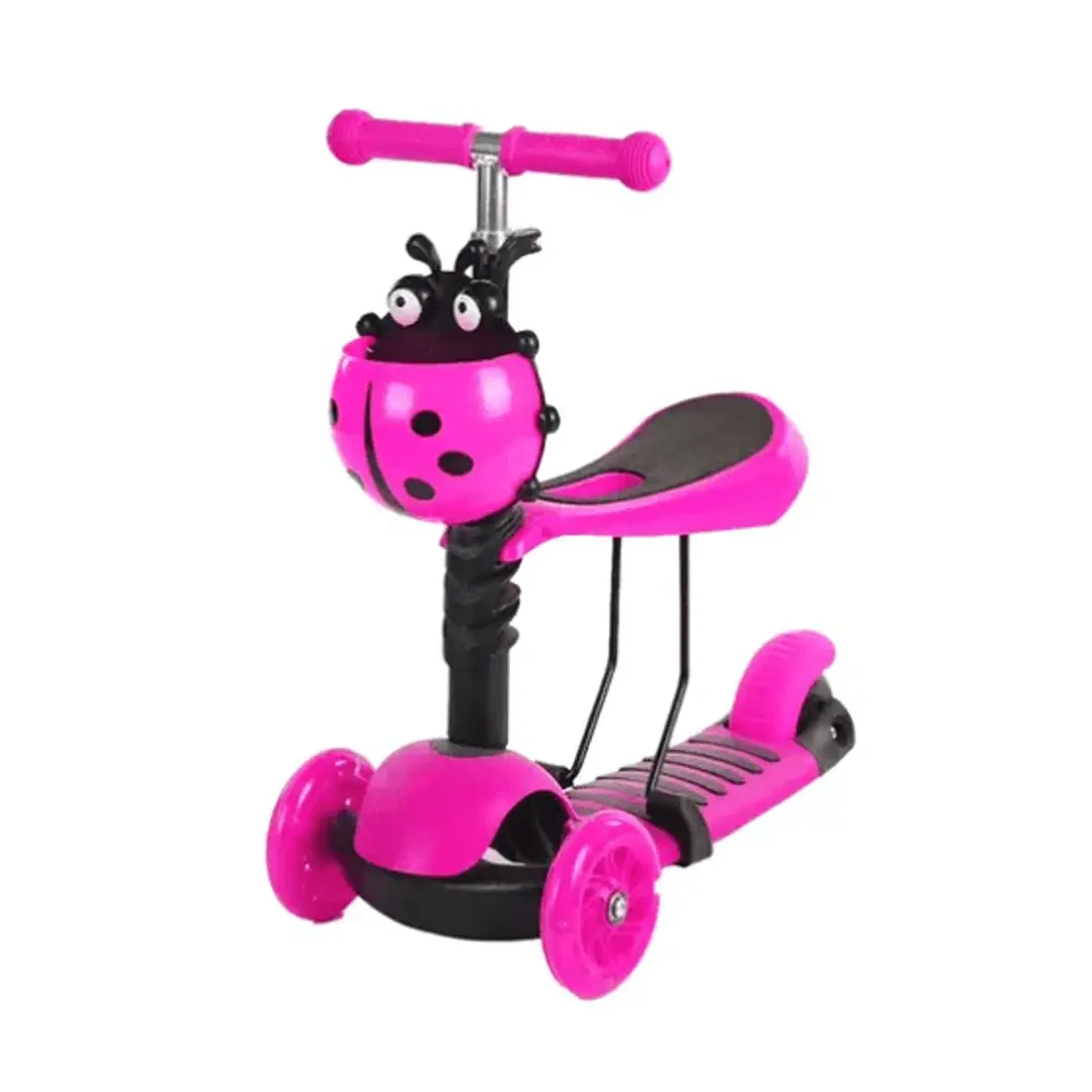 Scooter Monopatín Infantil 3 en 1 Ajustable con Canasto Chinita Verde 6