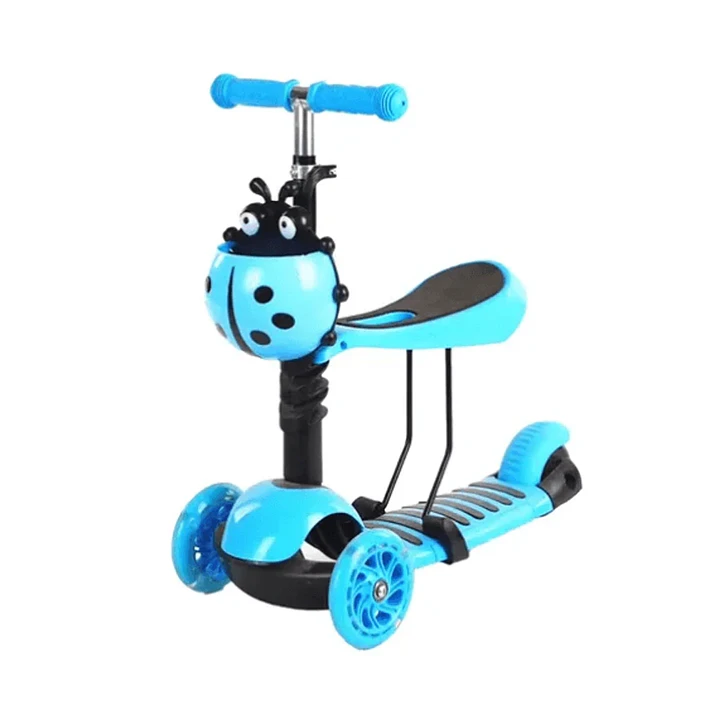 Scooter Monopatín Infantil 3 en 1 Ajustable con Canasto Chinita Verde 7