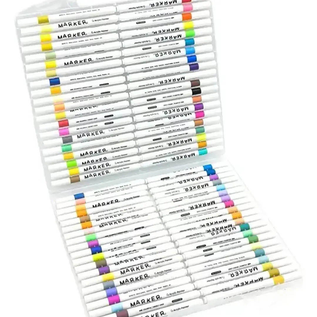 Lápices Acrílicos 80 Colores Marcadores Punta Pincel Multisuperficie 1