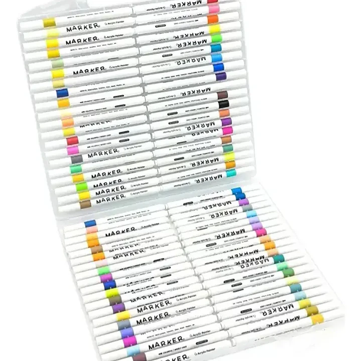 Lápices Acrílicos 80 Colores Marcadores Punta Pincel Multisuperficie 1
