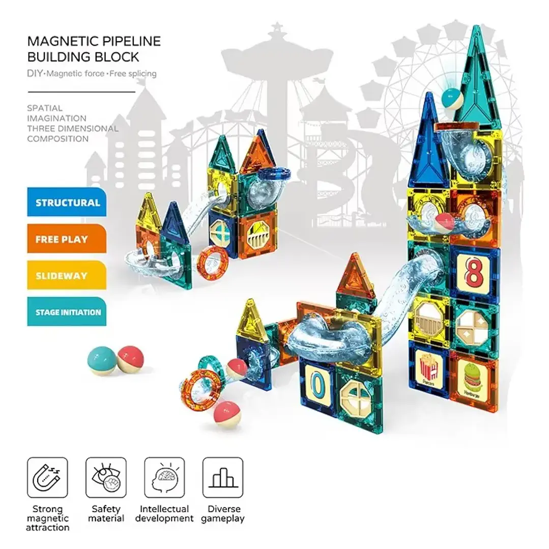 Set Bloques Magnéticos 97 Piezas Juguete Didáctico de Construcción 3