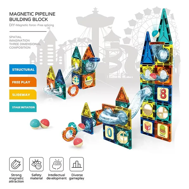 Set Bloques Magnéticos 97 Piezas Juguete Didáctico de Construcción 3