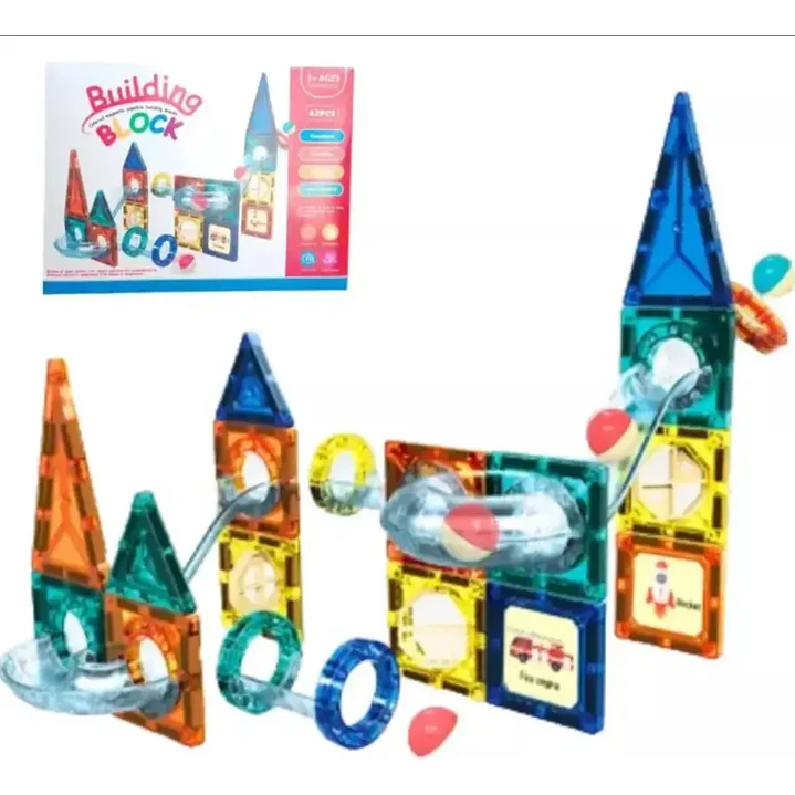 Set de Bloques Magnéticos con Tobogán 42 Piezas Juguete Didáctico STEM 2
