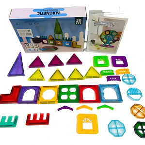 Set de Bloques Magnéticos 30 Piezas para Construcción de Castillos STEM