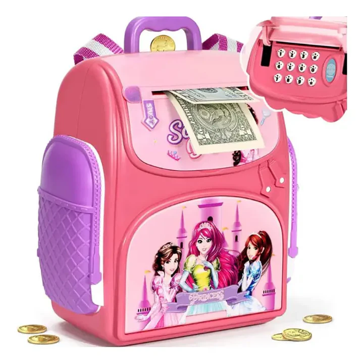 Alcancía Cajero Automático Tipo Mochila con Huella Digital y Sonido 1