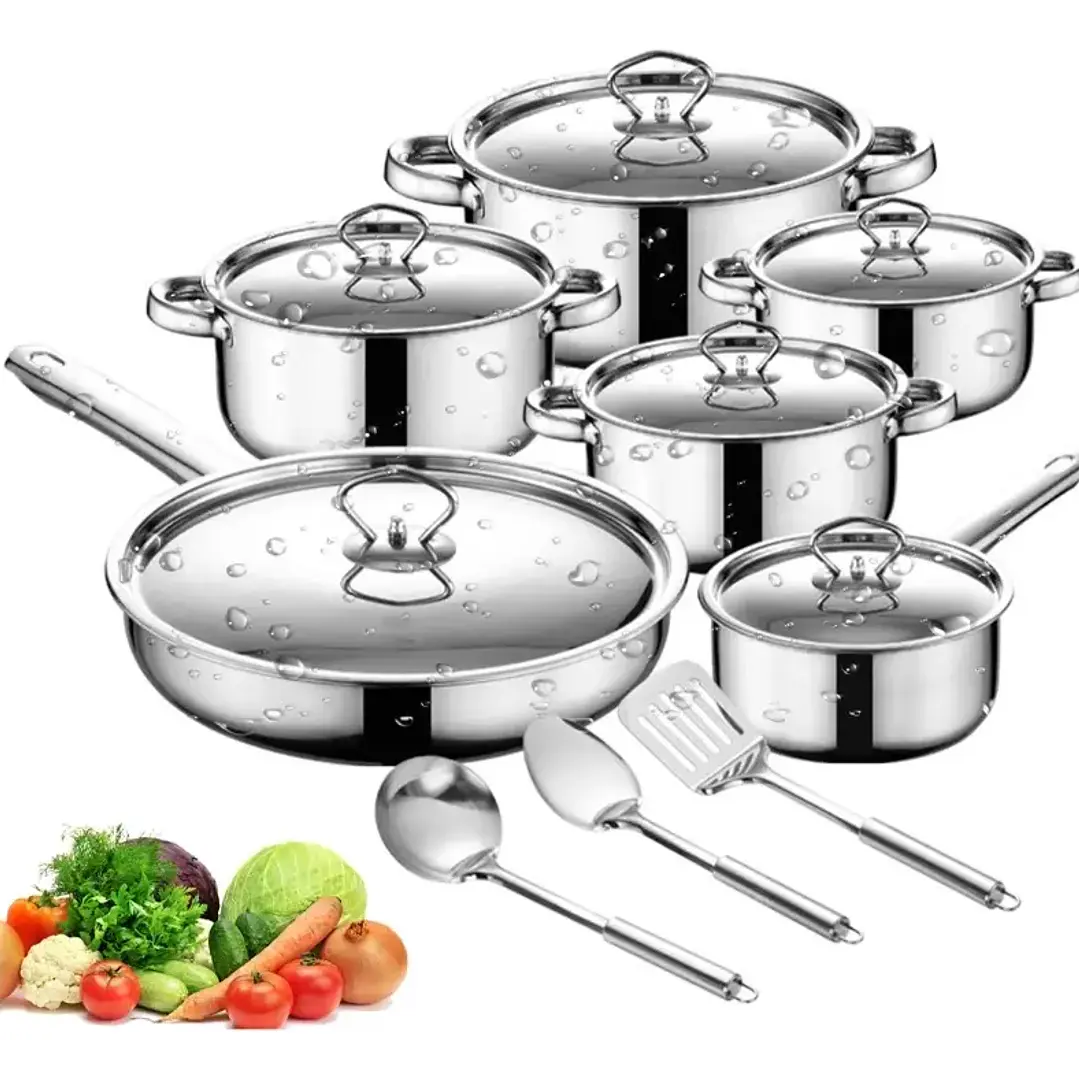 Batería de Cocina Acero Inoxidable 15 Piezas Apta para Inducción 1