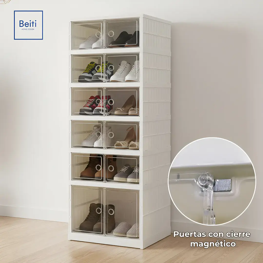 Zapatera Plegable Beiti 6 Niveles con Cierre Magnético y 12 Espacios 4