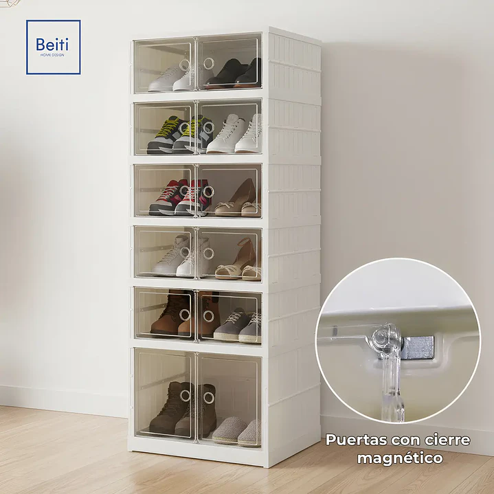 Zapatera Plegable Beiti 6 Niveles con Cierre Magnético y 12 Espacios 4