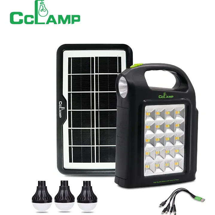 Kit Generador Solar Portátil con Linterna LED y 3 Ampolletas 1