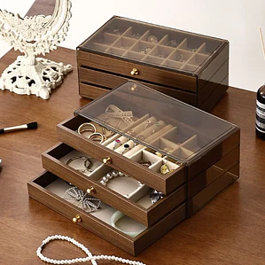 Joyero Organizador 3 Niveles Vintage Madera con Cajones