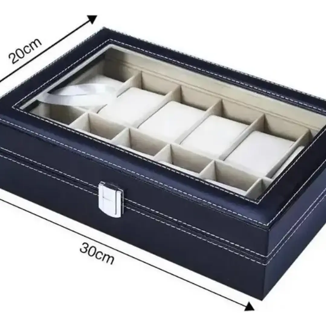 Caja Organizadora de 12 Relojes en Cuero Sintético Negro 3