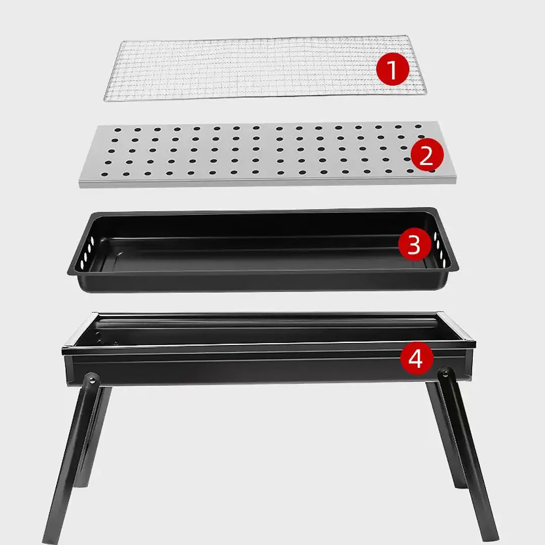Parrilla Portátil Plegable XL Importadora Vis de Acero Inoxidable 4
