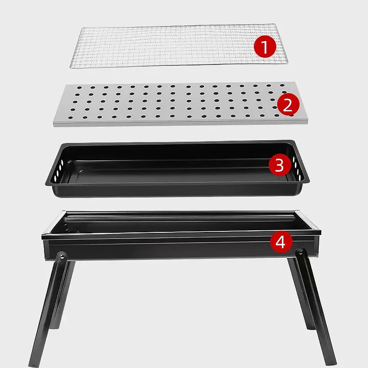 Parrilla Portátil Plegable XL Importadora Vis de Acero Inoxidable 4
