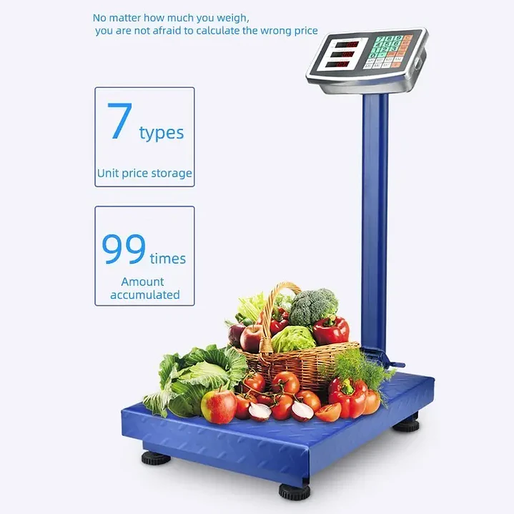 Pesa Balanza Digital de Plataforma Recargable hasta 300 Kilos Azul 3