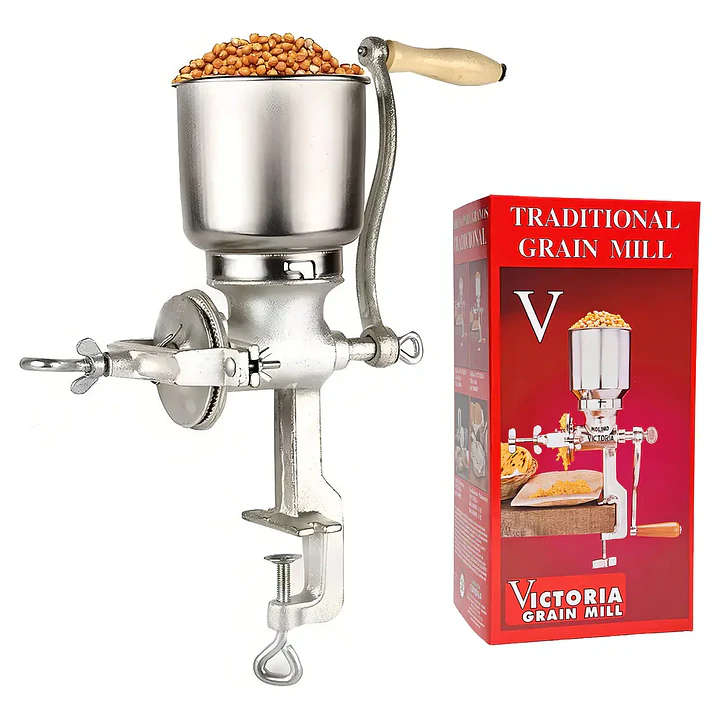 Molino Moledor Manual Victoria Metálico con Tolva Alta Plateado 1