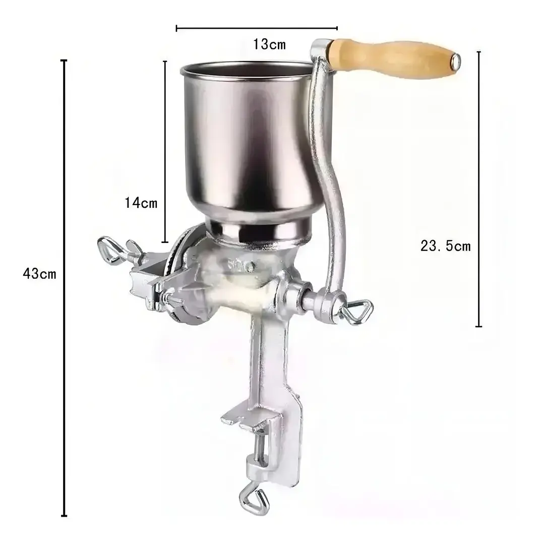 Molino Moledor Manual Victoria Metálico con Tolva Alta Plateado 3