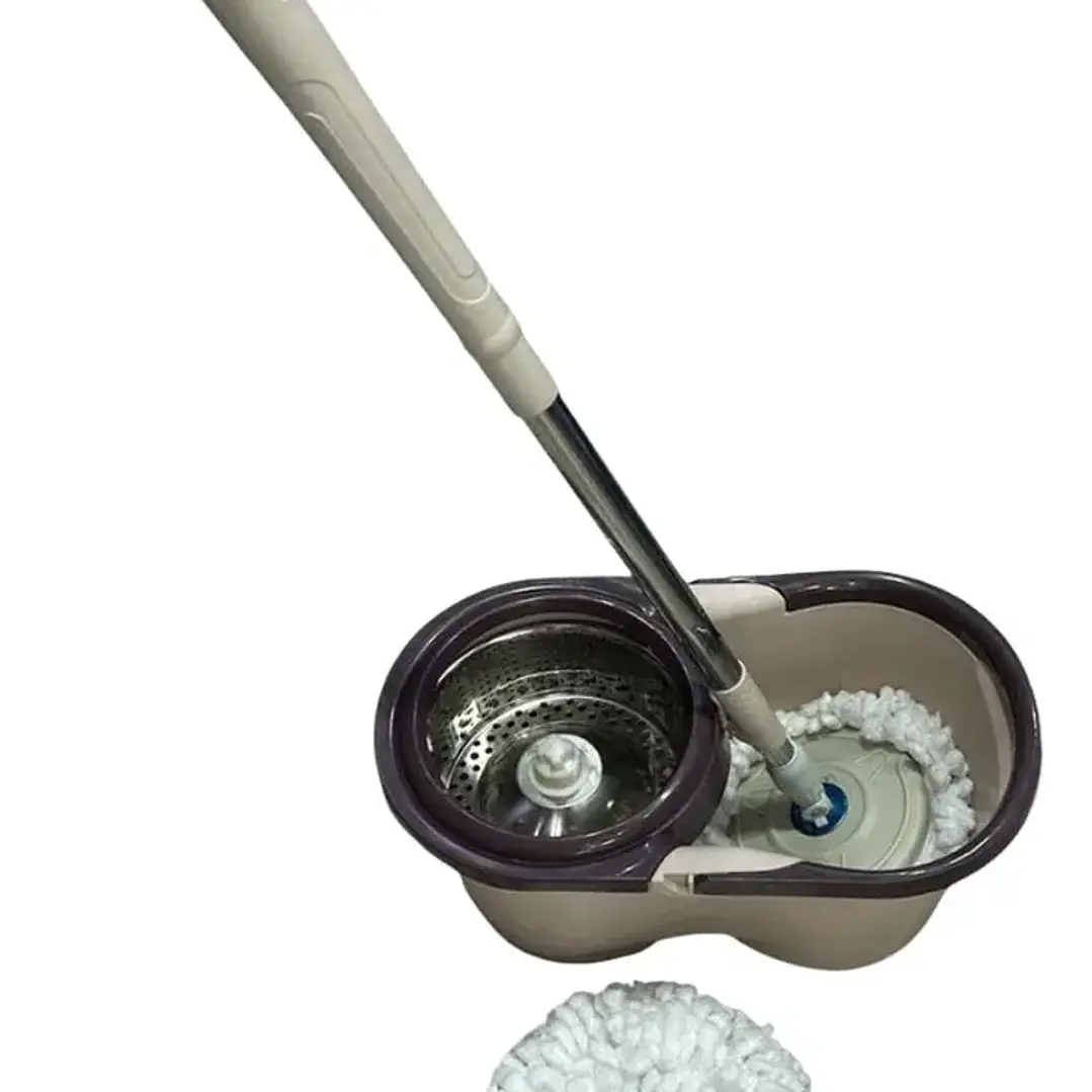 Mopa Giratoria 360 Grados con Canasto Metálico y 2 Repuestos de Microfibra 1