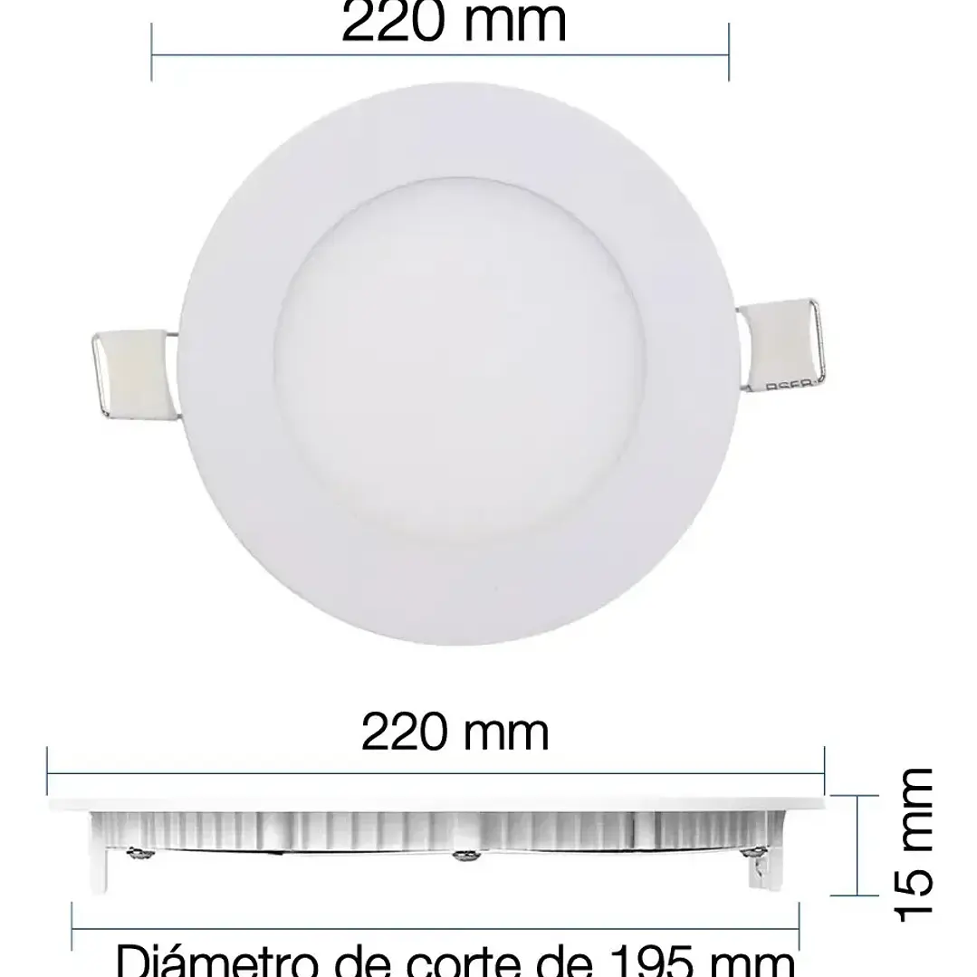 Foco Panel LED Embutido Redondo 18W Luz Neutra 4000K de 22cm 3