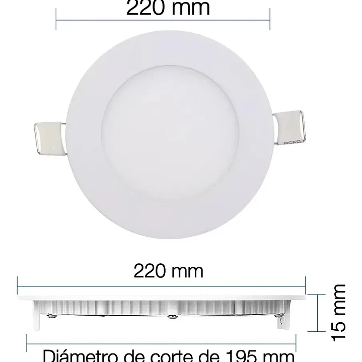 Foco Panel LED Embutido Redondo 18W Luz Neutra 4000K de 22cm 3
