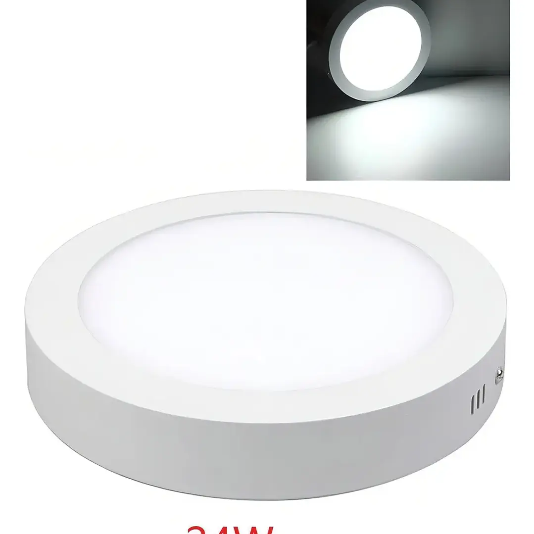 Foco Panel LED Sobrepuesto Redondo 24W de Alta Luminosidad 2160 Lúmenes 2