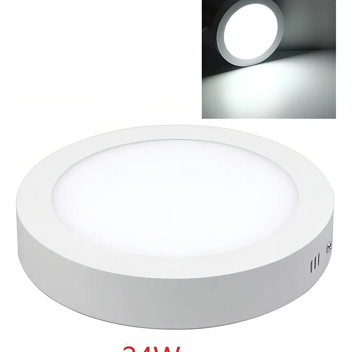 Foco Panel LED Sobrepuesto Redondo 24W de Alta Luminosidad 2160 Lúmenes 2