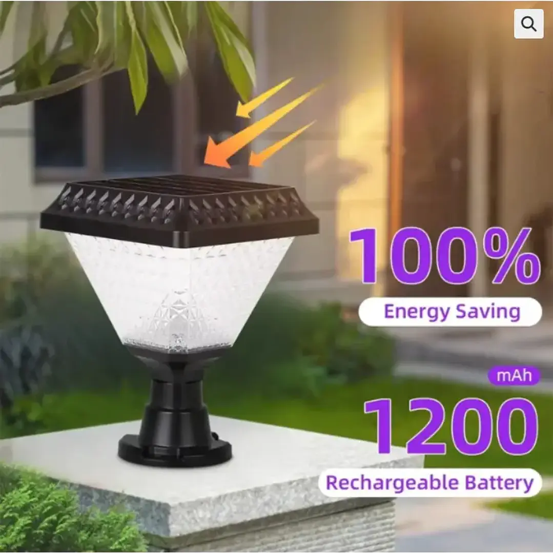 Foco Farol Solar LED Cuadrado para Exterior con Panel Solar Integrado 2