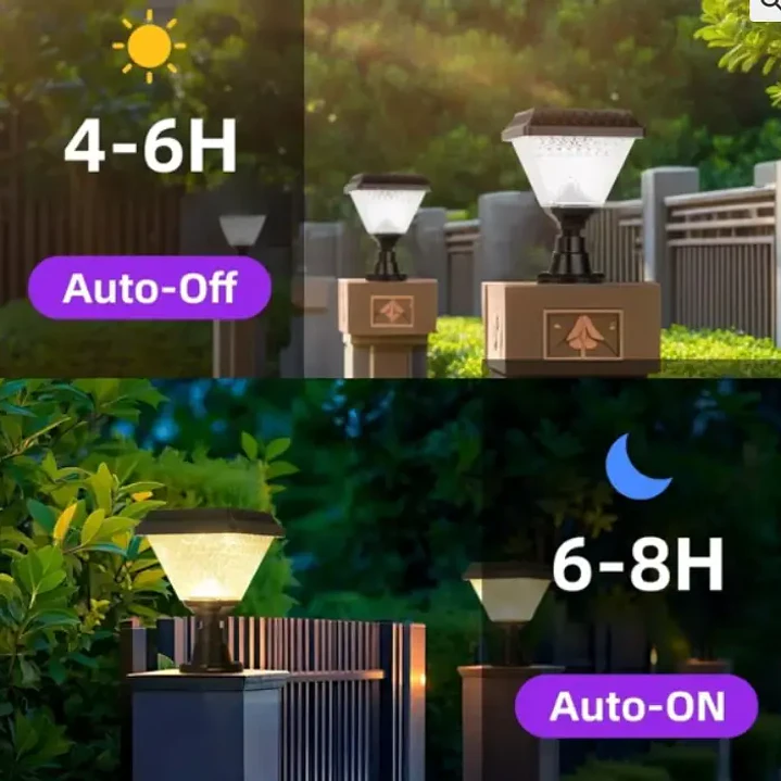 Foco Farol Solar LED Cuadrado para Exterior con Panel Solar Integrado 4
