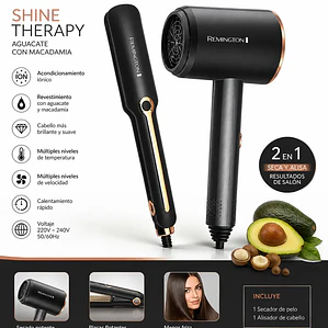 Set Remington Profesional Secador de Pelo y Plancha Alisadora Negro Dorado