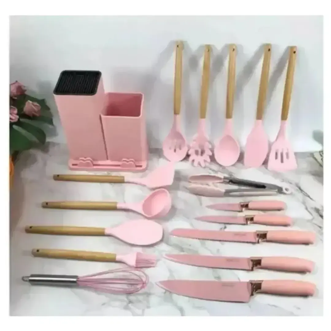 Norplat Set de Utensilios de Cocina 19 Piezas de Silicona y Acero Inoxidable 4