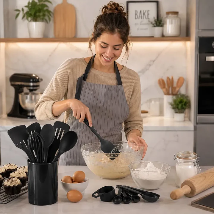 Set de Utensilios de Cocina de Silicona 21 Piezas con Vaso Organizador 3