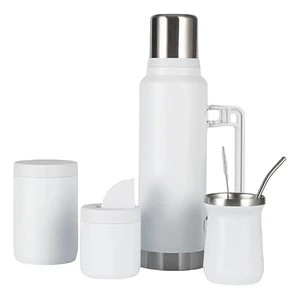 Set Termo Matero 1.3 Litros y Mate 236 ml con Bombilla Yerbera y Azucarera