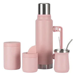 Set Termo Matero 1.3 Litros y Mate 236 ml con Bombilla Yerbera y Azucarera