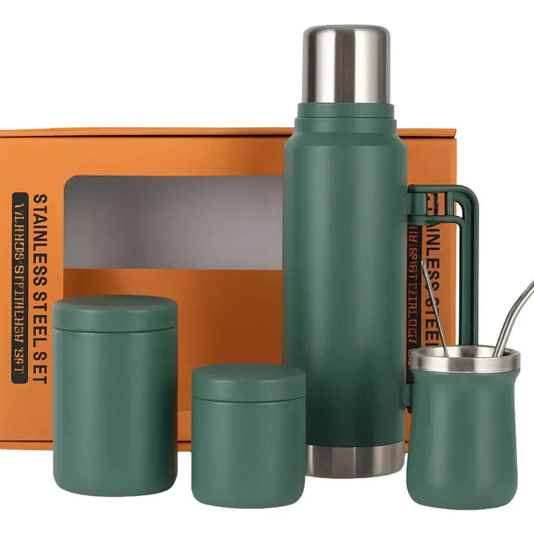 Set Termo Matero 1.3 Litros y Mate 236 ml con Bombilla Yerbera y Azucarera 3