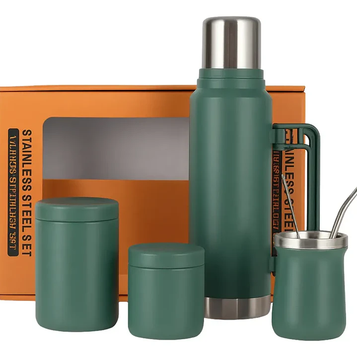 Set Termo Matero 1.3 Litros y Mate 236 ml con Bombilla Yerbera y Azucarera 3