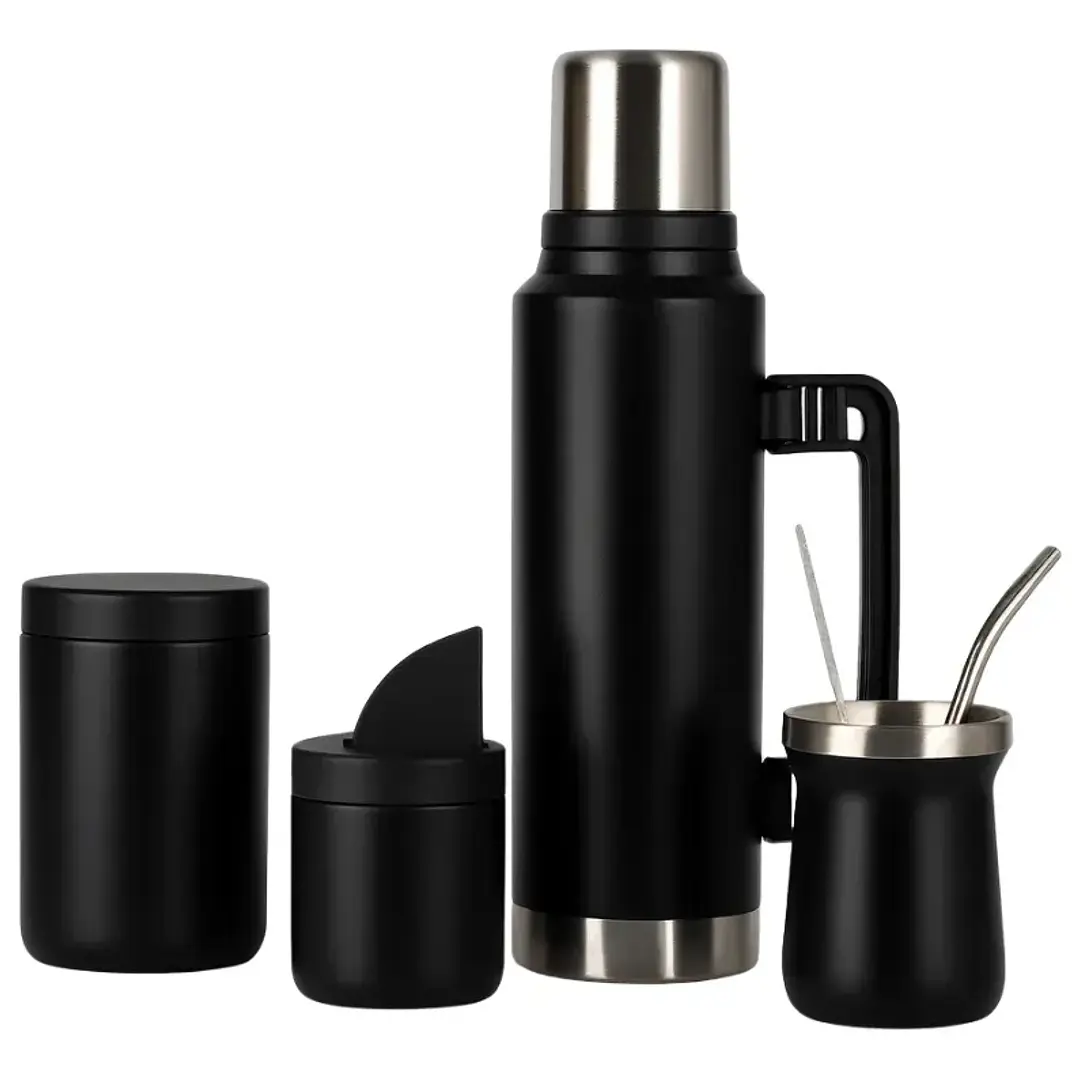 Set Termo Matero 1.3 Litros y Mate 236 ml con Bombilla Yerbera y Azucarera 4