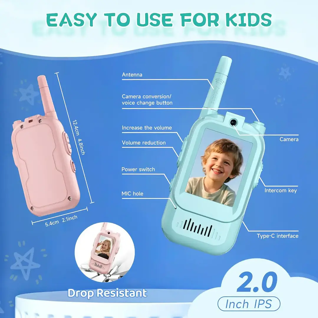 Vilicert Walkie Talkie Infantil con Video en Tiempo Real y Batería Recargable 3