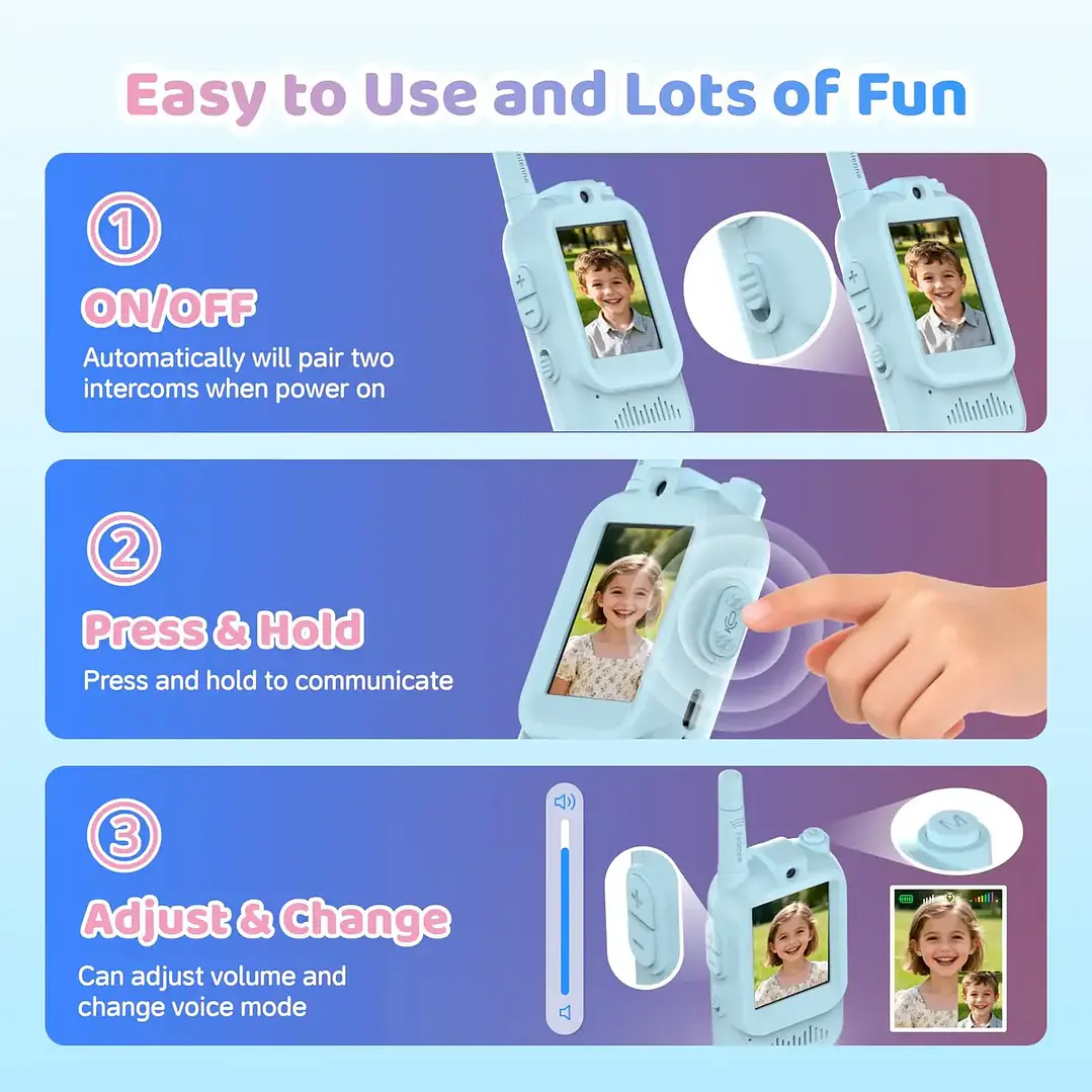 Vilicert Walkie Talkie Infantil con Video en Tiempo Real y Batería Recargable 4