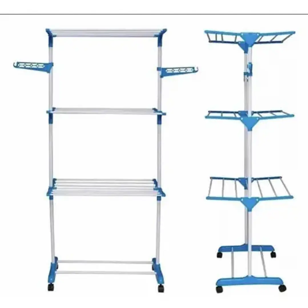 Tendedero de Ropa Vertical de Piso 3 Niveles en Acero Inoxidable Plegable 1