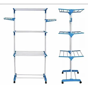 Tendedero de Ropa Vertical de Piso 3 Niveles en Acero Inoxidable Plegable