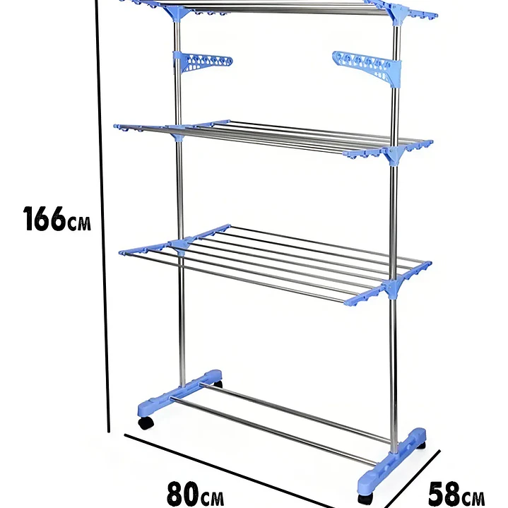 Tendedero de Ropa Vertical de Piso 3 Niveles en Acero Inoxidable Plegable 3