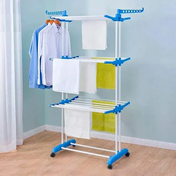 Tendedero de Ropa Vertical de Piso 3 Niveles en Acero Inoxidable Plegable 4