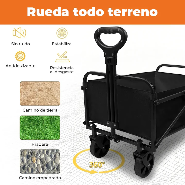 Carrito Plegable de Camping y Compras con Ruedas Desmontables 3