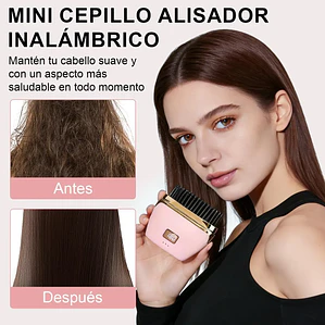 Mini Plancha de Pelo Portátil Inalámbrica con Cepillo Térmico