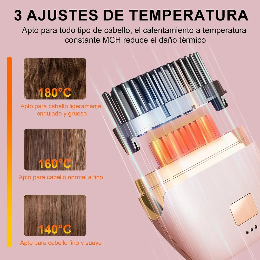 Mini Plancha de Pelo Portátil Inalámbrica con Cepillo Térmico 3