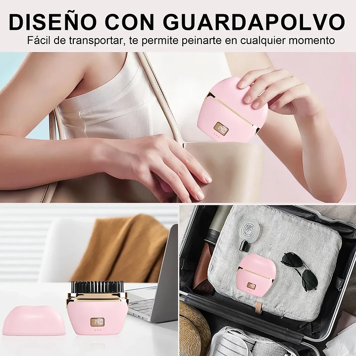 Mini Plancha de Pelo Portátil Inalámbrica con Cepillo Térmico 4