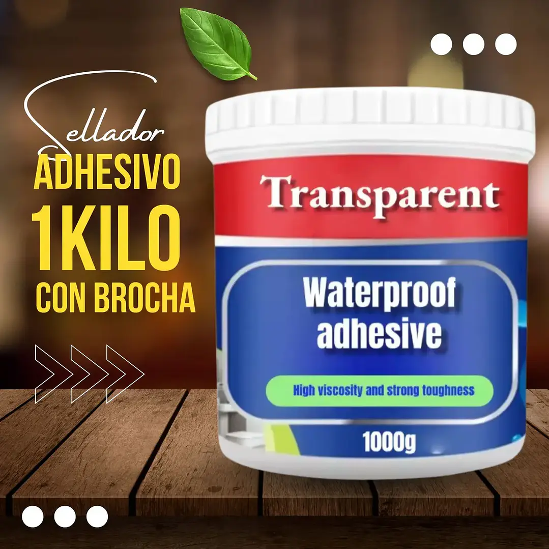 Sellador Adhesivo Impermeable Transparente Tapagotera 1kg Pintable 2